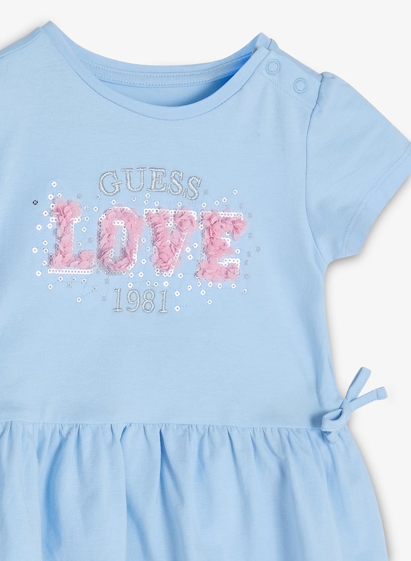 GUESS Infant Graphic Crew Neck T-Shirt With Frill - Image 3
